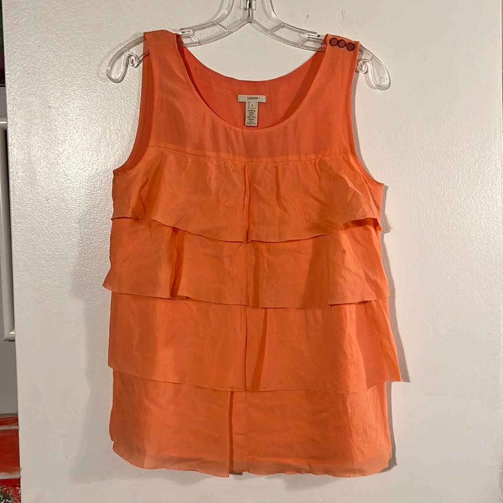 COPY - J. Crew peach 100% silk chiffon tiered sleeveless top